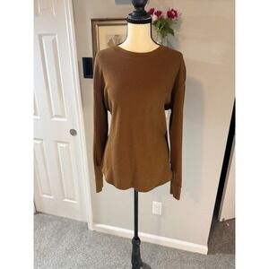 Time and Tru Womens XL Gorpcore Brown Waffle Knit Thermal Long Sleeve Top